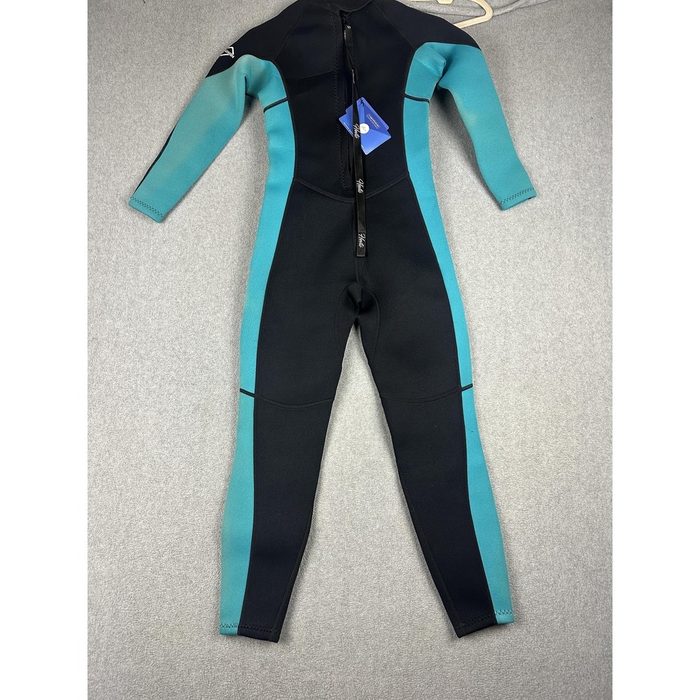 Hevto Guardian Wetsuit Youth Large 12X Black Teal Back Zip Neoprene Surf Dive
